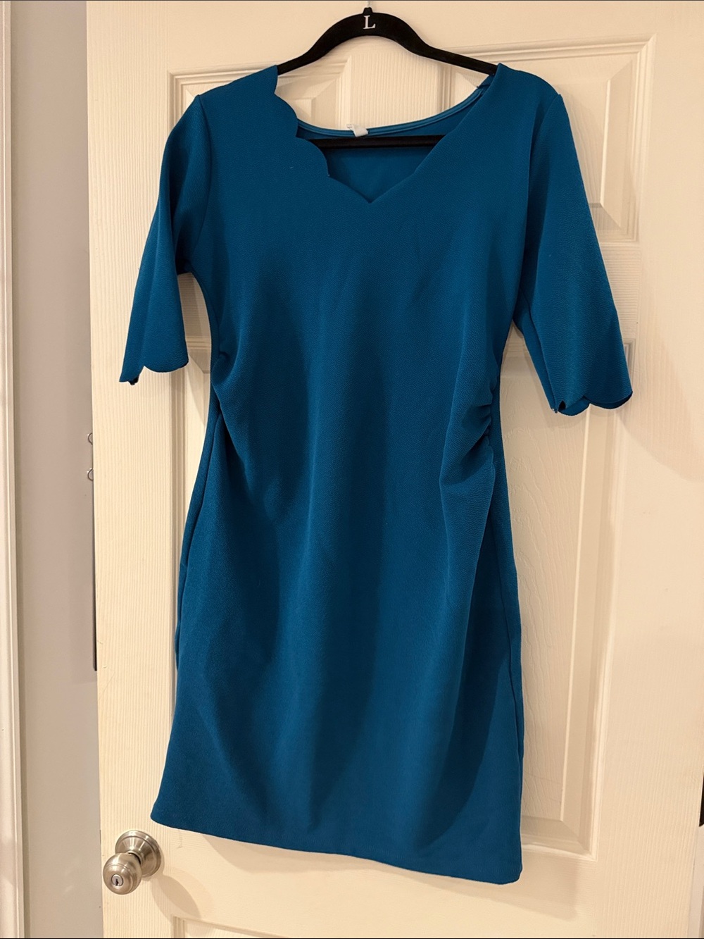 Pinkblush Teal Midi Dress with Scalloped Neckline